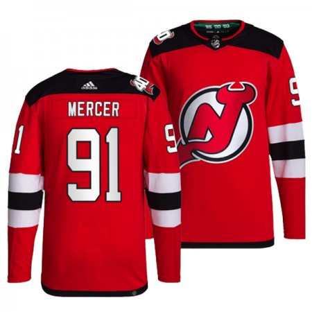 New Jersey Devils Dresy Dawson Mercer 91 Adidas Červené Authentic - Pánské